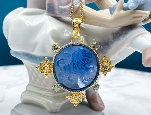 TAGLIAMONTE Designs (2192P) 925/YGP Venetian Cameo Pendant *Il Leone*Reg.$300