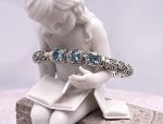 SAMUEL B *BJC* (56633BA.BT) 925SS/18K Hinged Bangle Bracelet *Blue Topaz*Reg.$550