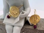 TAGLIAMONTE Designs (ORO-106) 18K Cameo Earrings w/ Rubies*Aphrodite/Cupid*Reg.$1470