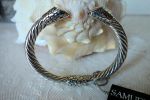 SAMUEL B *BJC* (725) 925SS/18K Hinged 8.5mm Cable Bangle Bracelet S:Medium/Large