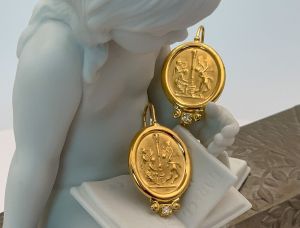 TAGLIAMONTE Designs (LDM2289) 18K Cameo Earrings w/ Diamonds*Maypole*Reg.$1470