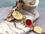 TAGLIAMONTE Designs (SH503-RED) 18K Venetian Cameo Bracelet with *Rubies + Pearls* Reg.$5200