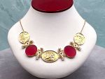 TAGLIAMONTE Designs (SH504N-Red) 18K Venetian Cameo Necklace w/ *Rubies, Pearls*Aphrodite, Cupid, Pan*Reg.$5600