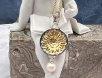 TAGLIAMONTE Designs (HQ090) 925SS/Rhod. Plate Cameo Pendant *Sunflower and Bee*Reg.$200