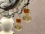 TAGLIAMONTE Designs (1958-A) 925SS/YGP Venetian Intaglio Earrings*Hercules,Lion*Reg.$200