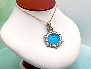 TAGLIAMONTE Designs (1840) 925SS/Rhodium Plate / 18K Cameo Pendant *Cavallo*Reg.$400