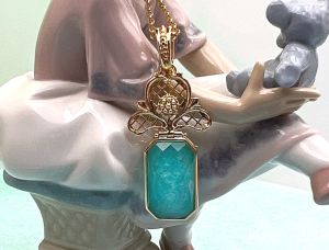 TAGLIAMONTE Designs (1760) 925SS/YGP Cameo Pendant *Amazonite* Reg.$250