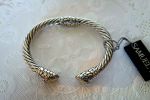 SAMUEL B *BJC* (726) 925SS/18K Hinged 7 mm Cable Bangle Bracelet