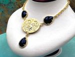 TAGLIAMONTE Designs (1624) 925SS/YGP Cameo Statement Necklace *Medusa*Reg.$800