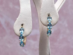 14K Yellow Gold Blue Topaz Hoop Earrings (2801)*Reg.$180