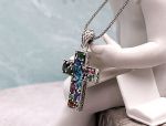 SAMUEL B *BJC* (59681P) 925 SS Cross Style Multi Gemstone Pendant*Reg.$350