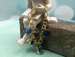 TAGLIAMONTE Designs (1993B) 925SS/YGP Venetian Charm Cameo Bracelet *Blue Topaz*Reg.$350