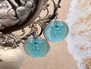 TAGLIAMONTE DESIGNS (LD3500) 18K Venetian Cameo Earrings*Rondanini Medusa*Reg.$1000