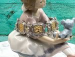 TAGLIAMONTE Designs (1686) 925SS/18K 2-Tone Cameo Bracelet*Hercules, Poseidon*Reg.$800