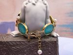 TAGLIAMONTE Designs (SH183-Amazonite) 925SS/ YGP Cameo Bracelet w/ Amazonite *Aurora w Chariot*Reg.$650