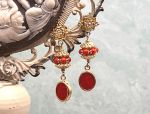 TAGLIAMONTE Designs (SH273-Coral) 925SS/YGP + Venetian Cameo Earrings W/ Coral Beads*Reg.$250