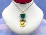 TAGLIAMONTE Designs (2179P) 925SS/YGP Venetian Cameo Pendant *Malachite, Pearls*Medusa, Aurora*Reg.$300