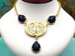 TAGLIAMONTE Designs (1624) 925SS/YGP Cameo Statement Necklace *Medusa*Reg.$800