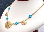 TAGLIAMONTE Designs (1782) 925SS/YGP Cameo Necklace w/ Turquoise*Medusa*Reg.$350