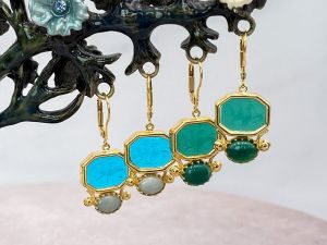 TAGLIAMONTE Designs (1346,1349) 925SS / YGP Venetian Cameo Earrings*Poseidon*Reg.$160