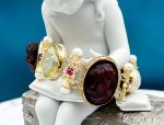 TAGLIAMONTE Design(PN2723B) 925SS/YGP Venetian Cameo Bracelet *Lemon Qtz*Reg.$500