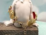 TAGLIAMONTE Design(1991B) 925 SS/YGP Venetian Cameo Bracelet *Rubies*Ceres*Reg.$500