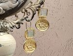 TAGLIAMONTE Designs (1962-A) 925SS/YGP Venetian Intaglio Earrings*Hercules,Pegasus*Reg.$200