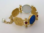 TAGLIAMONTE Designs (ORO-120) 18K Venetian Cameo Bracelet with *Rubies + Pearls* Reg.$4500