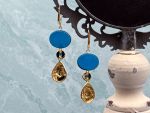 TAGLIAMONTE Designs (2326EB) 925SS/YGP Magnesite Cameo Double Drop Earrings*Reg.$200