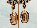 TAGLIAMONTE Designs (2064E) 925SS/YGP Cameo Earrings*Garnet*La Musa*Reg.$250