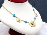 TAGLIAMONTE Designs (1782) 925SS/YGP Cameo Necklace w/ Turquoise*Medusa*Reg.$350