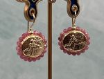 TAGLIAMONTE Designs (2055E) 925SS/YGP Cameo Earrings*Tourmaline*Diana,Acteon*Reg.$230