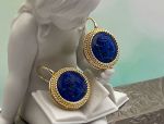 TAGLIAMONTE Designs (2084E) 925SS/YGP Lapis Cameo Earrings*Ceres*Reg.$450