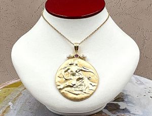 TAGLIAMONTE Designs (1965) 925/YGP Cameo Enhancer Pendant *Diana Goddess of the Hunt*Reg.$325