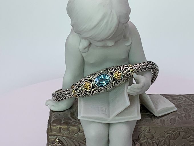 SAMUEL B *BJC* (57306B.BT) 925SS/18K Braided Tulang Naga Bracelet *Blue Topaz*