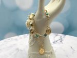 TAGLIAMONTE Designs (RS460) 925SS/YGP Cameo Bracelet *Turquoise*Fortuna*Reg.$250