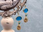 TAGLIAMONTE Designs (2326EB) 925SS/YGP Magnesite Cameo Double Drop Earrings*Reg.$200