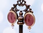 TAGLIAMONTE DESIGNS (1787) 925SS/ YGP Venetian Cameo Earrings *Maened*Reg.$250