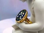 TAGLIAMONTE Designs (2153R) 925SS/YGP Micromosaic Ring*Miosotis*Size 7*Reg.$170