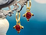 TAGLIAMONTE Designs (2053E) 925SS/YGP Lavastone Cameo Charm Earrings*Reg.$180