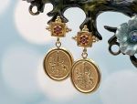 TAGLIAMONTE Designs (1942,1943,1944) 925SS/YGP Cameo Earrings *Hercules,Maypole*Reg.$145