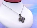 SAMUEL B *BJC* (1495) 925 SS + 18K Cross Style Pendant*Amethyst*