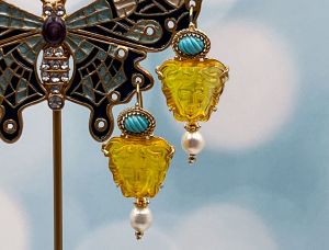 TAGLIAMONTE Designs (2069E) 925SS/YGP Venetian Cameo Earrings *Medusa*Reg.$280