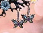 SAMUEL B *BJC* (56659E) 925SS /18K Multi-Gem Butterly Earrings *Reg.$270*