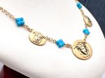 TAGLIAMONTE Designs (1782) 925SS/YGP Cameo Necklace w/ Turquoise*Medusa*Reg.$350