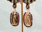 TAGLIAMONTE Designs (2064E) 925SS/YGP Cameo Earrings*Garnet*La Musa*Reg.$250