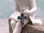 SAMUEL B *BJC* (59681P) 925 SS Cross Style Multi Gemstone Pendant*Reg.$350