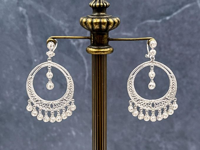 TAG-LD4006E 18K White Gold Diamond Gemstone Earrings *Reg.$2200