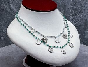 TAGLIAMONTE (PRN2558) 925SS/Rhod. Necklace: Green Quartz