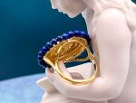 TAGLIAMONTE Designs (2151R) 925SS/YGP Cameo Ring*Lapis*Aurora Chariot*Size 8*Reg.$170